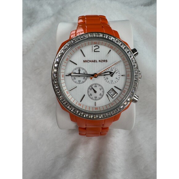 Michael Kors Chunky Orange Watch MK-5119 Crystal Bezel Chronograph Quartz main image 4